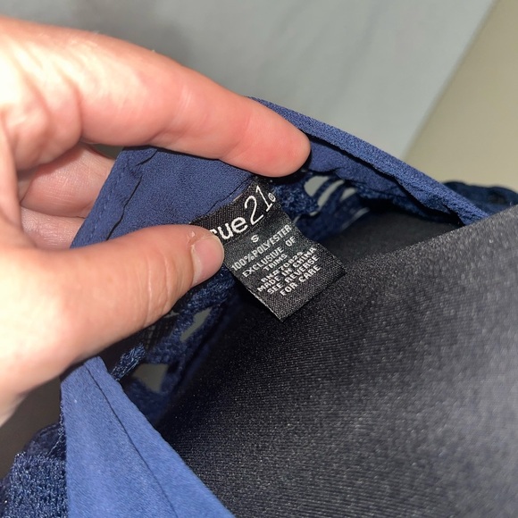 Rue21 Navy Blouse with  Crochet Lace Accents - Picture 6 of 9